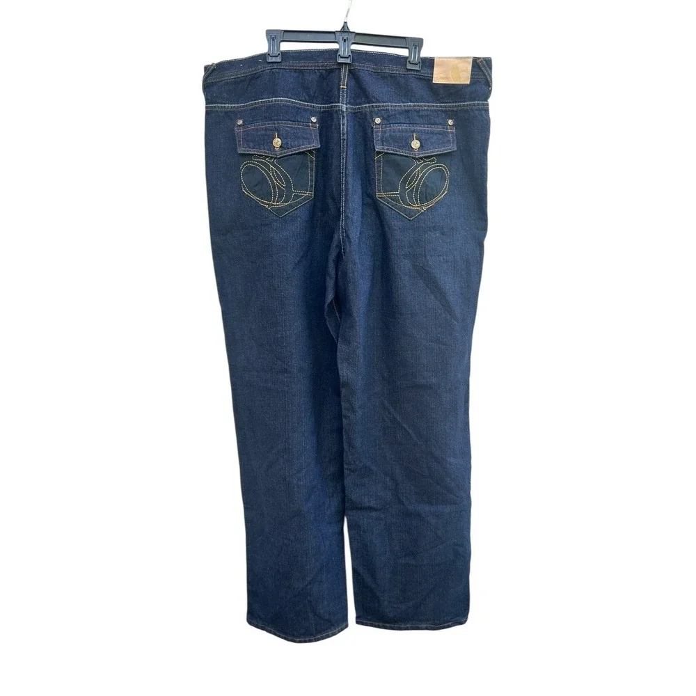 Exsto Mens 42x34 Baggy Jeans Y2K Punk Dark Wash Wide Leg Denim EX6ADJ12